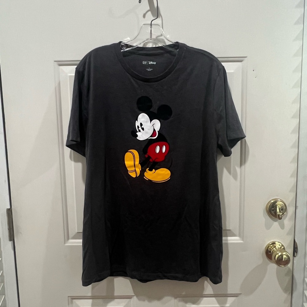 Disney Black Mickey Mouse Tee with Red and Yellow Accent